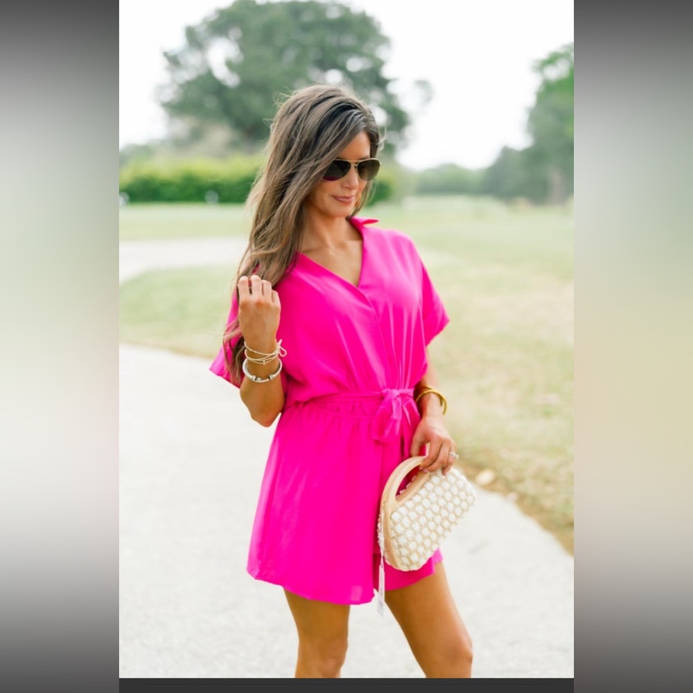 She + Sky Hot Pink Romper size medium